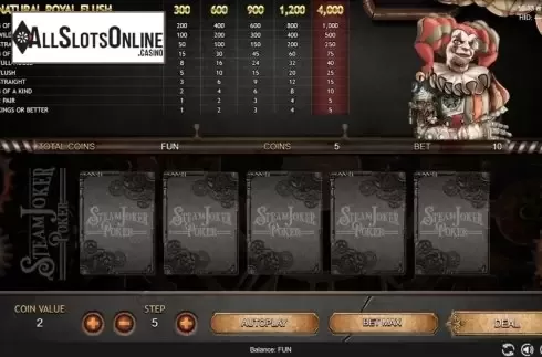 Start Screen. Steam Joker Poker from Espresso Games