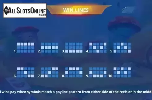 Paylines screen