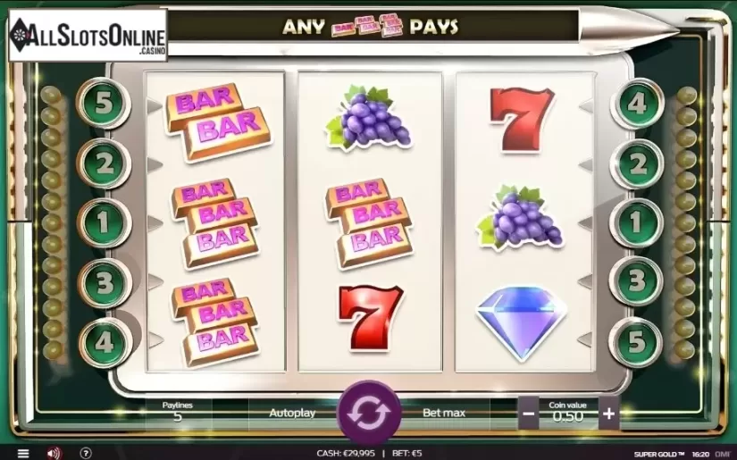 Reel screen. Super Gold from OMI Gaming
