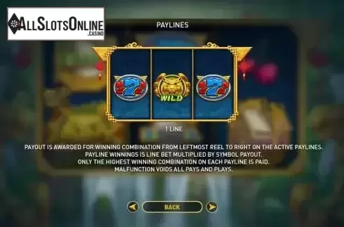 Paylines screen