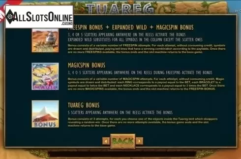 Paytable 2. Tuareg from Capecod Gaming