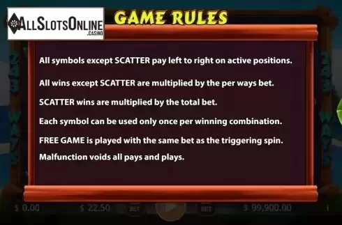 Game Rules screen