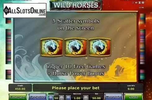 Paytable 2. Wild Horses (Green Tube) from Greentube