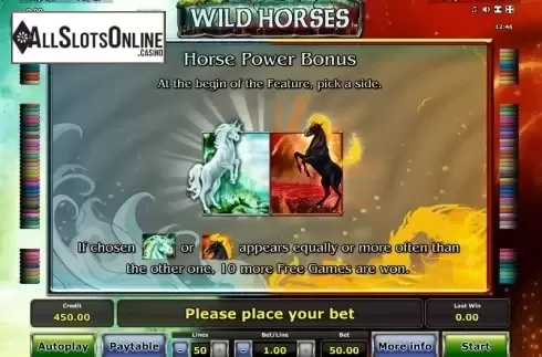 Paytable 3. Wild Horses (Green Tube) from Greentube