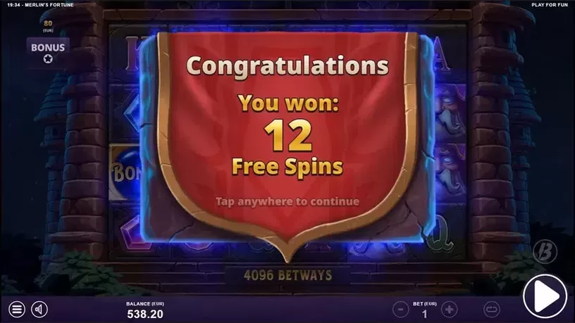 Merlin's Fortune slot screenshot 4