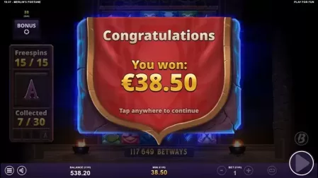 Merlin's Fortune slot screenshot 7