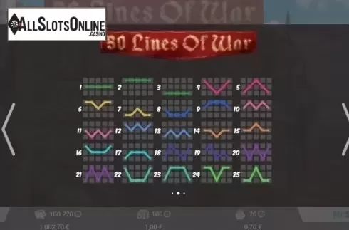 Paytable 2. 50 Lines Of War from MrSlotty