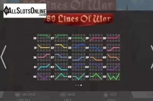 Paytable 3. 50 Lines Of War from MrSlotty