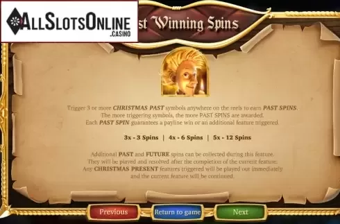 Paytable 1. A Christmas Carol from Betsoft
