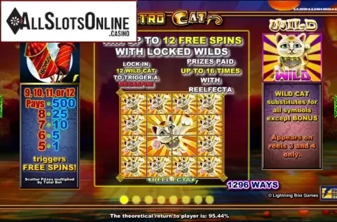 Paytable 1. Astro Cat from Lightning Box