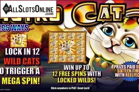 Game features. Astro Cat from Lightning Box