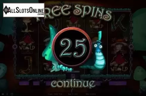 Free Spins screen. Atomic Mushrooms from Thunderspin