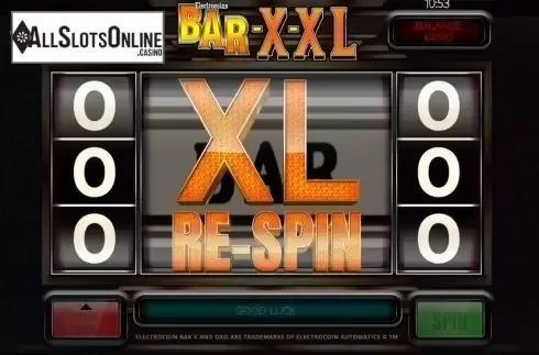 Re-spin screen. Bar X XL from Slingo Originals