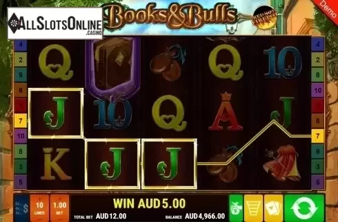 Win screen. Books & Bulls RHFP from Gamomat