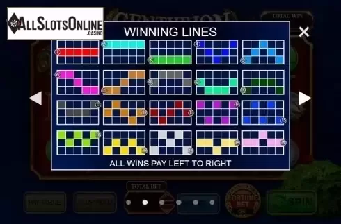 Paytable 2. Centurion Free Spins from Inspired Gaming