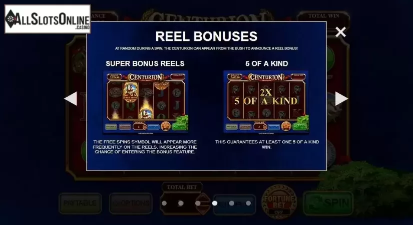 Paytable 4. Centurion Free Spins from Inspired Gaming