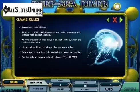 Paytable 1. Deep Sea Diver from Genesis