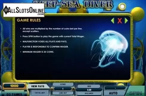 Paytable 2. Deep Sea Diver from Genesis