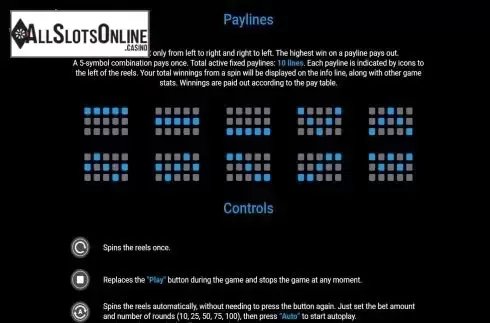 Paylines screen