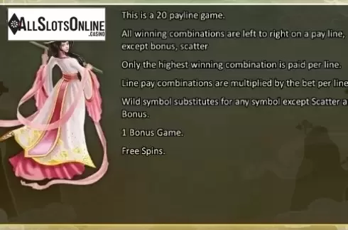 Paytable 1. Empress of the Jade Sword from Microgaming