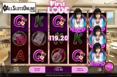 Win screen. First Love from Spadegaming