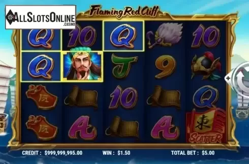 Win Screen. Flaming Red Cliff from Slot Factory