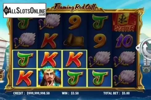 Win Screen. Flaming Red Cliff from Slot Factory