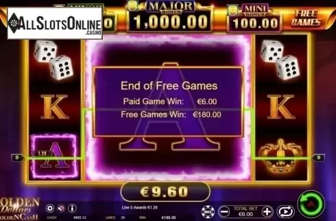 Free Spins Win. Golden Dollars Golden Cash from Ainsworth