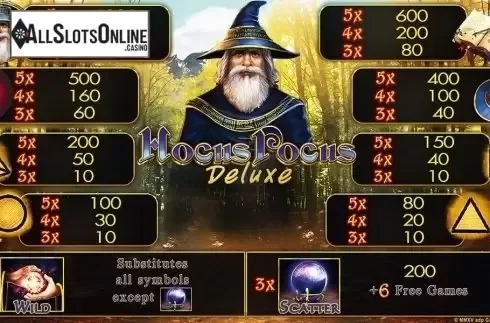 Paytable 1. Hocus Pocus Deluxe HD from Merkur