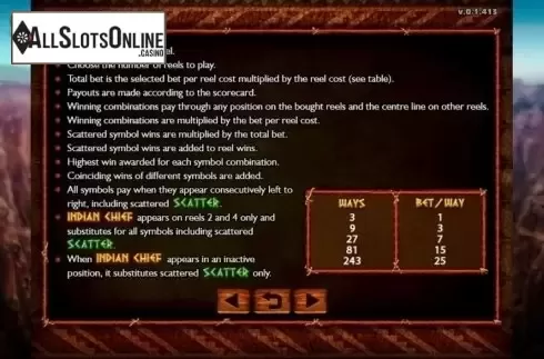 Game Rules. Indian Chief from GMW