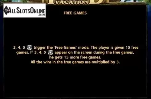 Paytable 2. Island Vacation from Casino Technology