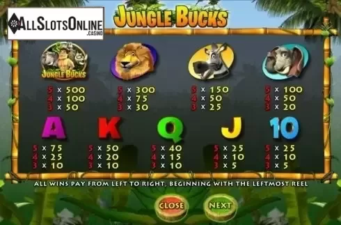 Screen2. Jungle Bucks from OpenBet