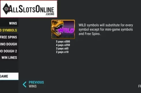 Paytable 3. Jurassic Wins from Slot Factory