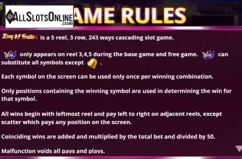 Game Rules Screen
