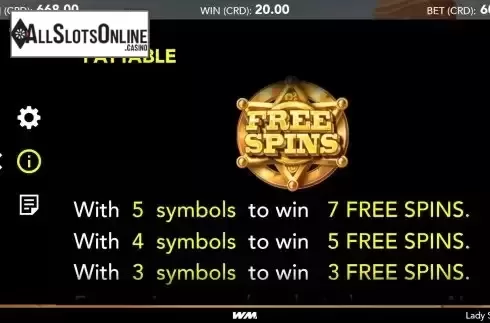 Free Spins feature screen
