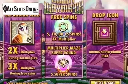 Intro screen. Lucky Labyrinth from Rival Gaming