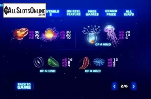 Paytable 2. Luminous Life from Playtech