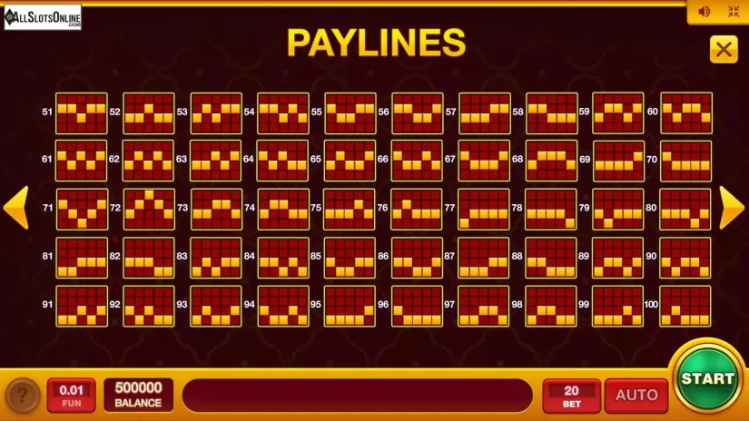 Paylines screen 2