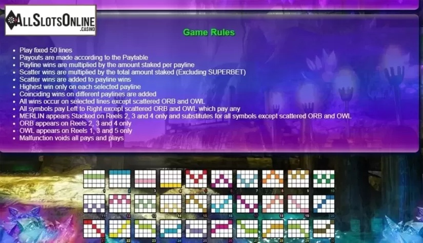 Paytable 4. Merlins Millions Superbet HQ from NextGen