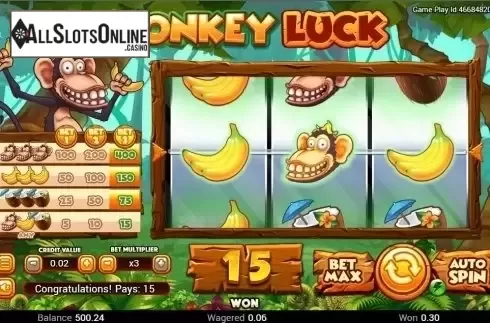 Win screen. Monkey Luck from Swintt