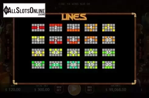 Paylines screen