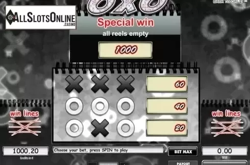 Paytable. Oxo from Tom Horn Gaming