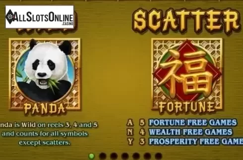 Paytable 1. Panda's Gold (RTG) from RTG