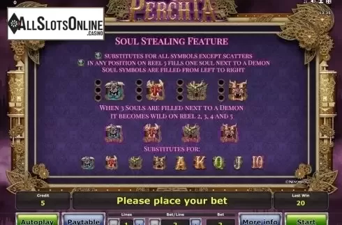 Paytable 2. Perchta from Greentube