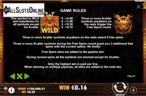 Paytable 2
