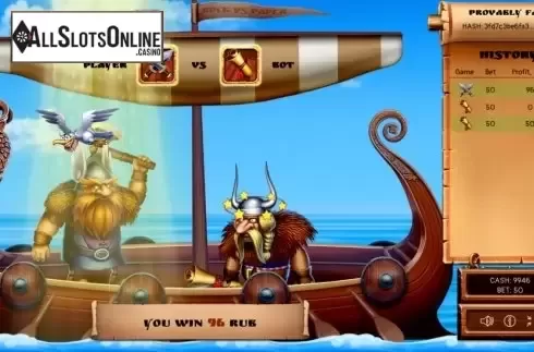 Win screen . Rock vs Paper: Viking’s mode from Evoplay Entertainment