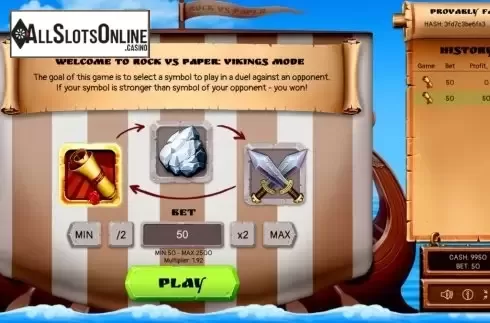 Reel Screen. Rock vs Paper: Viking’s mode from Evoplay Entertainment