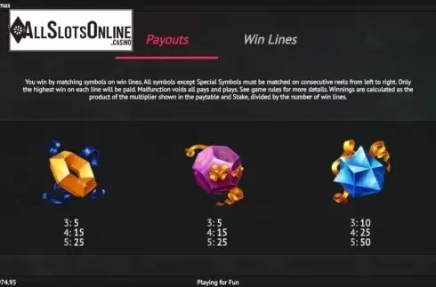 Paytable 1. Space Christmas from 1X2gaming