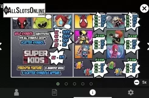 Paytable 1. Super Kids from TOP TREND GAMING