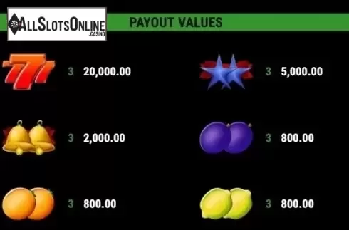 Paytable 4. Take 5 RHFP from Gamomat